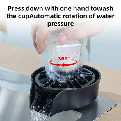 2in1 Pull Out Sprayer Glass Rinser For Kitchen Sink Automatic Rotating High-Pressure Press Cleaner Sink Bottle Cup Washer