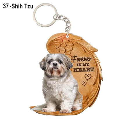 39 Style Cut Dog Forever In My Heart Angel Pendant Bag Keychain Car Key Chain Keyring Pet Jewelry Best Friends Gifts Accessories