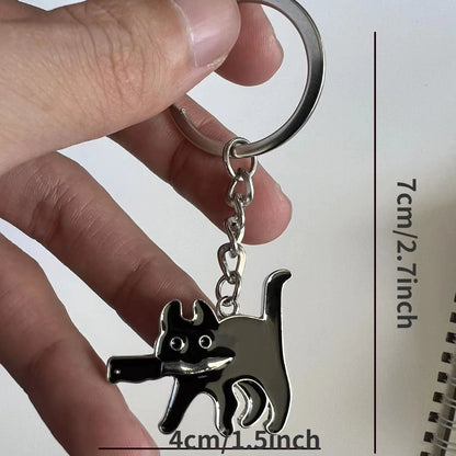 1PC Black Cat Keychain  Cute Kawaii keyRing