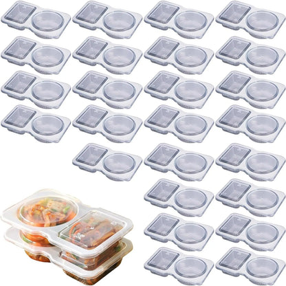 5/15/25/35 Pcs Double Compartment Seasoning Container With Lid Portable Compartment Snack Container For Daily Outdoor Picnic