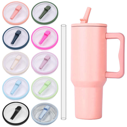 2PCS 30oz Tumbler Flip Straw Lid Replacement fit for Stanley Mugs Spill Proof Splash Resistant Tumbler Lids Straw Cup Cover