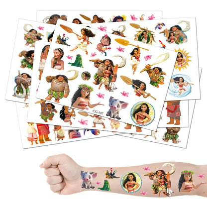 1/4/8pcs Moana Party Favor Temporary Tattoos Stickers Birthday Party Supplies Decorations Gifts for Boys Girls Classroom Rewards