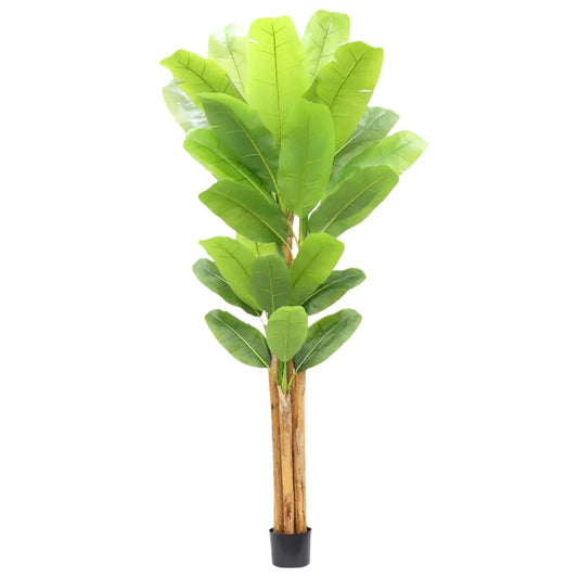 6.9FT Tall Artificial Banana Tree Fake Banana Tree With 10 Large Leaves And Natural Bark Greenery Potted Plant For Home