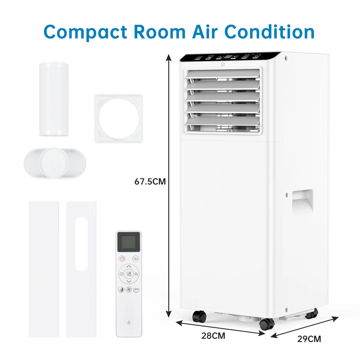 4-In-1 Portable Air Conditioner With Follow Me Function, 7000BTU Dehumidifier, Ventilation, 24 Hour Timer,Sleep Mode&Window Kit