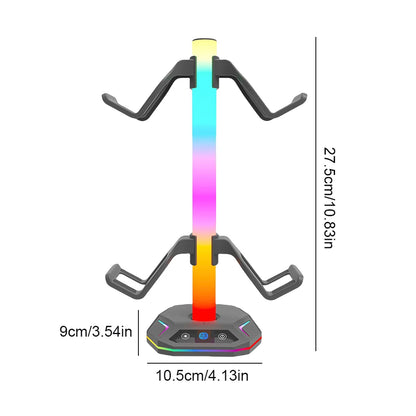 RGB Headset Stand Controller Holder for PS5/PS4/Xbox/Switch Pro 9 Light Modes with USB C/Data Ports Charging Desk Earphone Hook