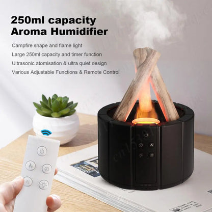 250ml Campfire Flame Aroma Diffuser Bonfire Air Humidifier Ultrasonic Cool Mist Maker Fogger Aromatherapy Essential Oil Diffuser