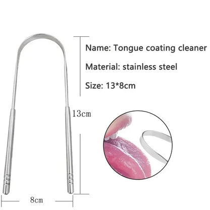 4 Colors Stainless Steel Tongue Scraper U-shaped Metal Fresh Breath Cleaning Coated Tongue Toothbrush Oral Hygiene Care Tools