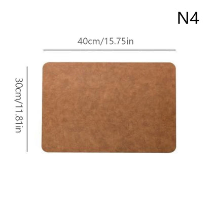 1pcs Light Luxury Solid Leather Placemat Coffee Brown PU Table Mat Waterproof Oilproof Heat-Insulated Plate Bowl Pad Table Decor