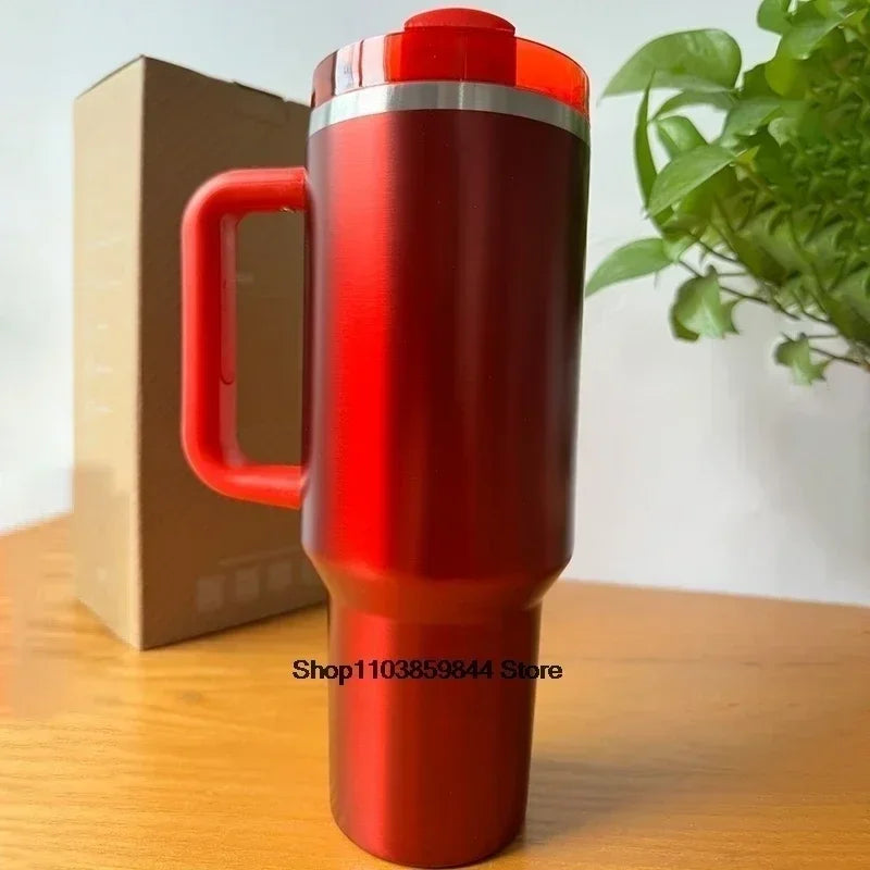 new 40 Oz Tumblers Cup Straw Car Travel Mugs Coffee Tumbler Cups for Stanleys with Handle Insulated Stainless Steel Lid