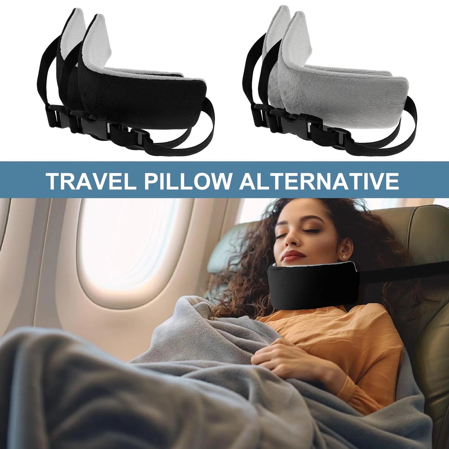 2PCS/Set Travel Pillow Alternative Stops Head Bobbing Airplane Head Straps and Car Head Support Band Great on Travel Upright