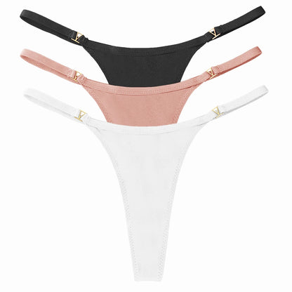 VKME 3Pcs/Set Women's Thong Panties Underwear Sexy Low Waist G-String T-Pants Panties Comfort Cotton Briefs Lingerie Underwear