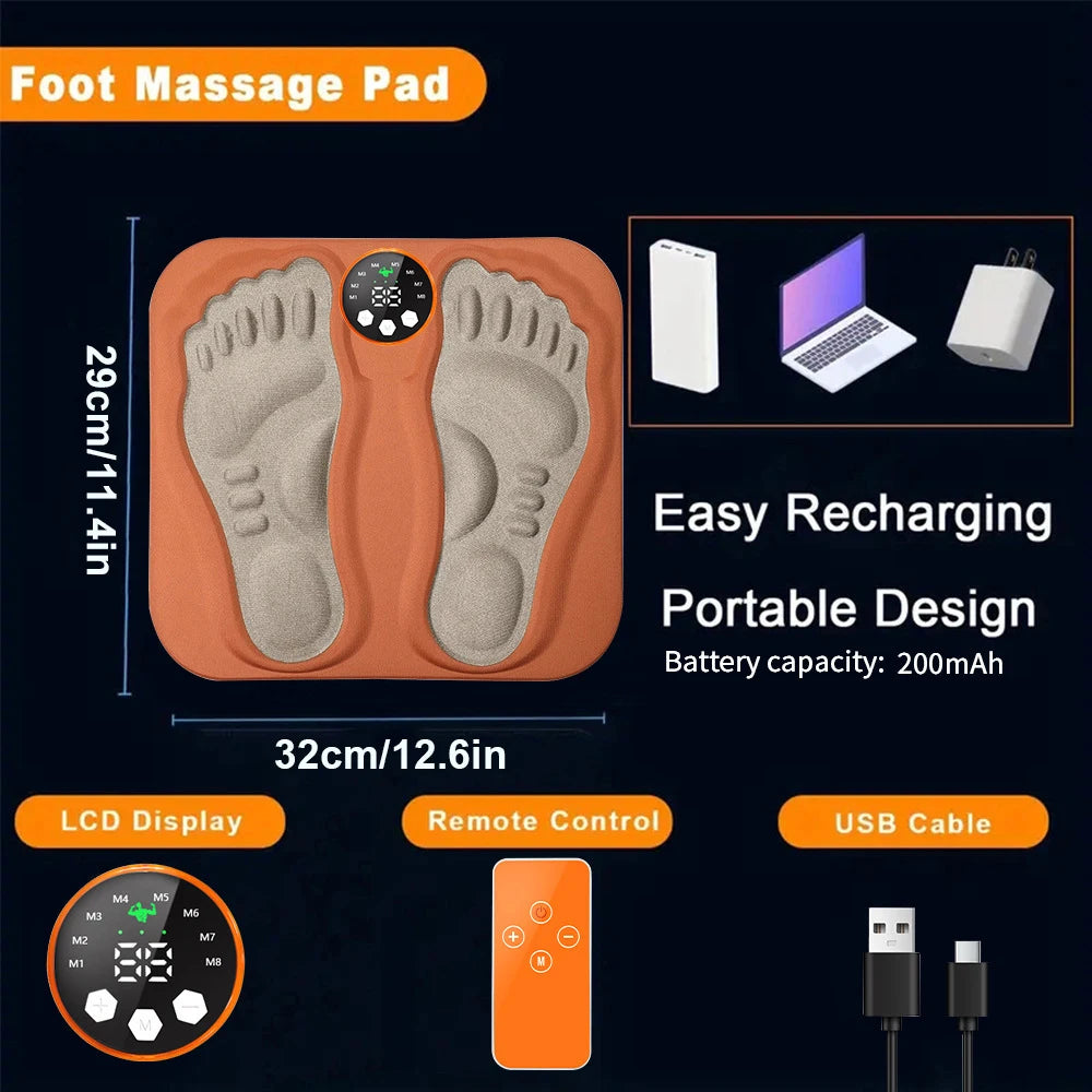 Smart EMS Foot Massager Pad Electric Shaking Hammering Body Muscle Relaxing Massage Machine Remove Edema Leg Shaping