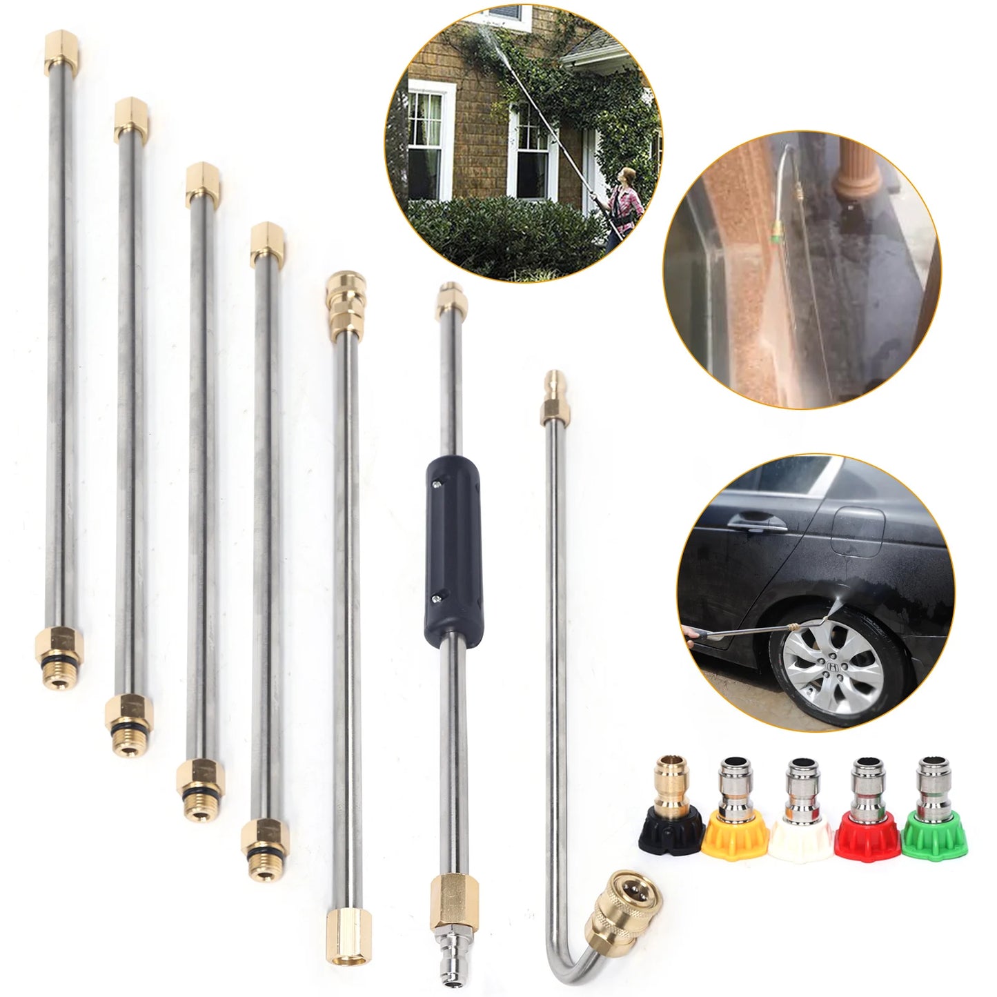 Extension rod high pressure water gun car washing machine accessories Extension rod quick joint five-color nozzle kit