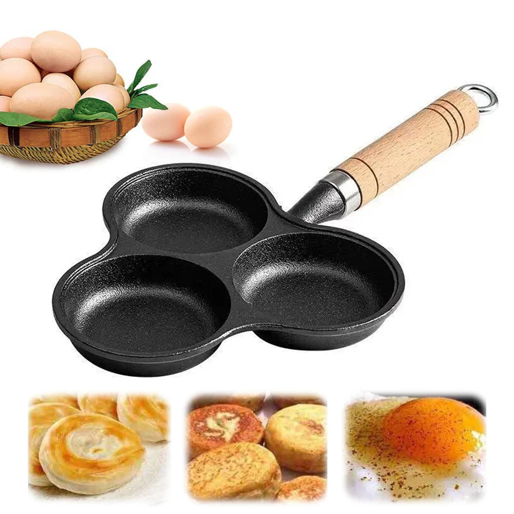 3-Cup Cast Iron Egg Frying Pan Non Stick Pancake Pan with Handle Crepe Pan Fried Egg Pan for Breakfast Fried Egg Pancakes Steaks