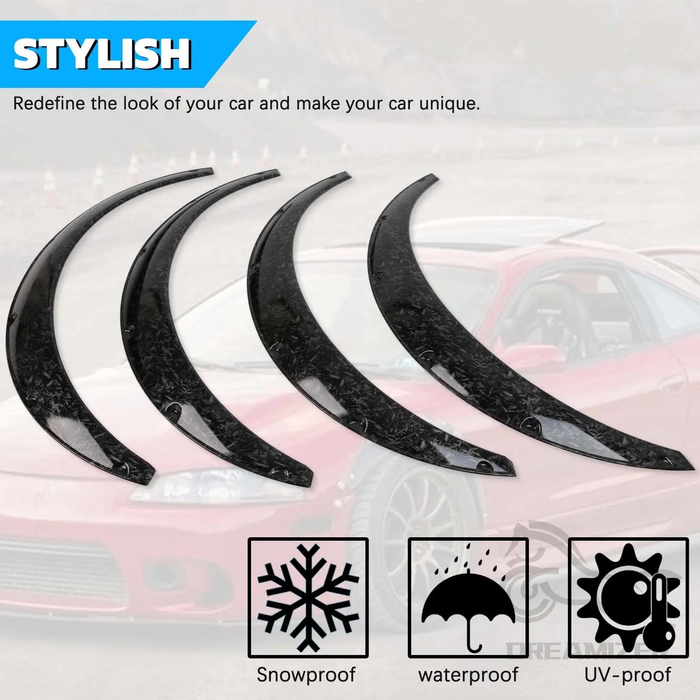 4PCS Universal Car Wide for Fender Flares Wheel Arches Extension Mud Mudguards Extra Wide Body Wheel Arches