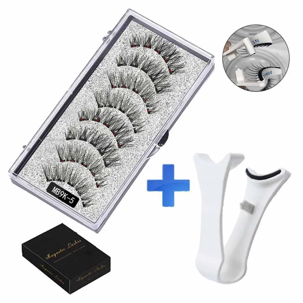 3D Natural Magnetic Eyelashes,With 5 Magnetic Lashes Shipping Box Eyelashes Handmade False Gift Reusable Support Drop Magne T6N2