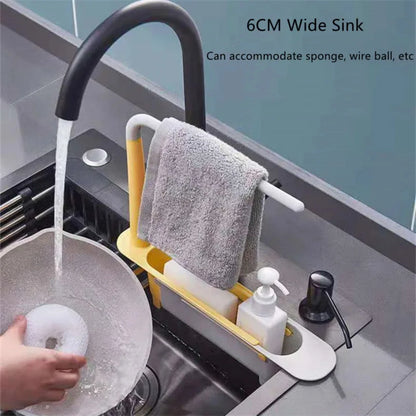 Adjustable Telescopic Sink Shelf Space-saving Kitchen Organizer Soap Sponge Holder Drain Rack Basket Gadgets Accessories Tool fo