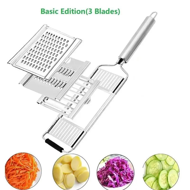 4 in1 Vegetable Slicer Stainless Steel Shredder Cutter Multi-Purpose Vegetable Slicer Cuts Set Manual Fruit Carrot Potato Grater