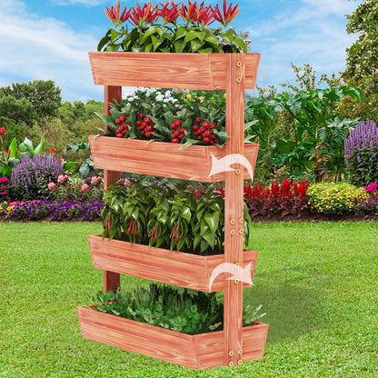 4 Tier Raised Garden Bed, Thicken Solid Wood Vertical Garden Elevated Planter Box, Removable Container