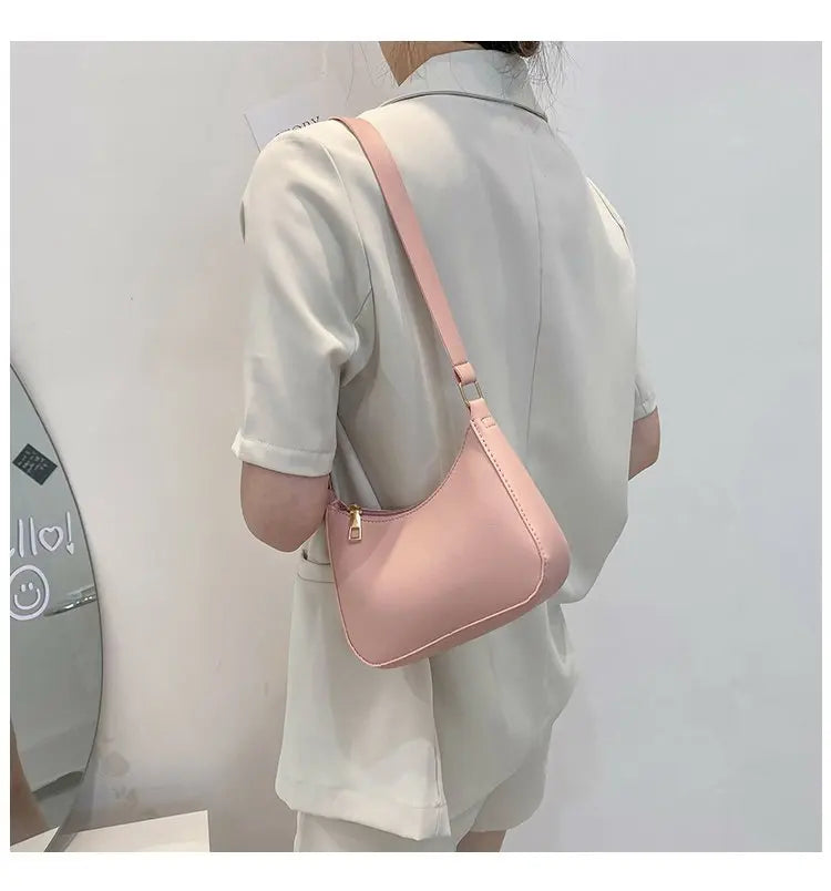 Women's Bag 2022 Trend Handbags Female Handbags Retro Solid Color PU Leather Shoulder Underarm Bag Ladies Shopper Hobos Bag