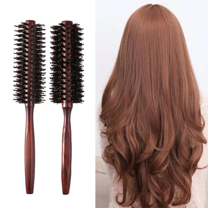 Round Hair Brush Anti Slip Handle Hair Styling Brush Detangling Hair Brush Boar Bristle Hair Brush for Hair Styling