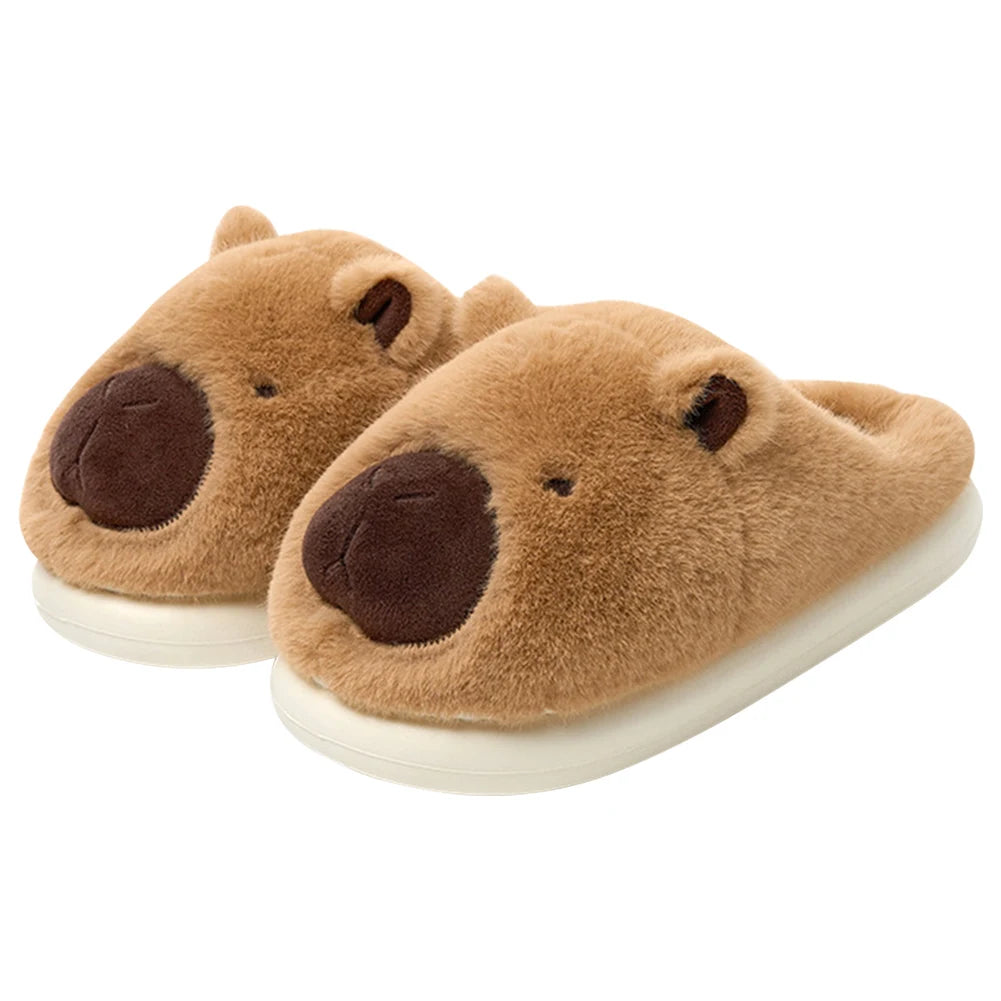 Plush Capybara Winter Slippers Shoes Women Men House Shoes Comfortable Furry Fluffy Slippers Indoor Lady Flat Sandals Slides