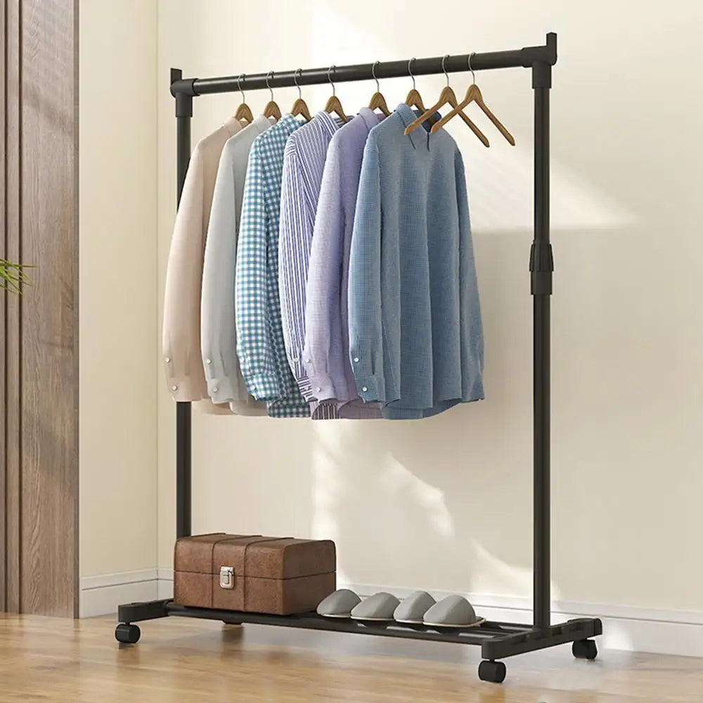 Portable Clothes Rack Telescopic Metal Clothing Rack On Wheels Heavy-Duty Clothes Drying Rack For Clothing Store Bedroom