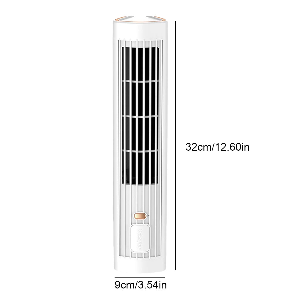 Tower Fan USB Charging Portable Air Conditioner 1200mAh Electric Vertical Fan Wireless Desk Fan for Home Bedroom