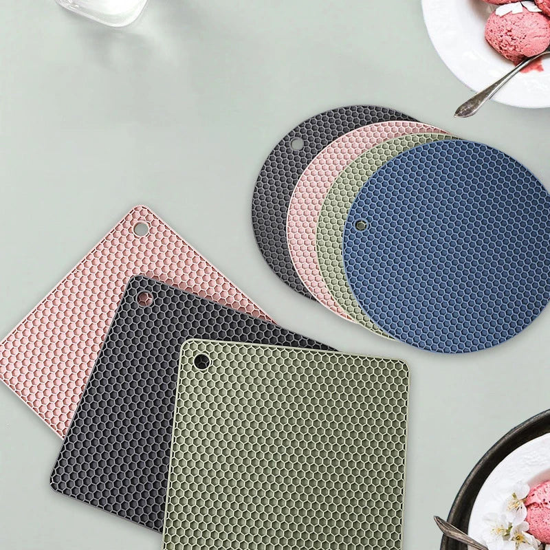 2/4 PCS Multifunction Heat Resistant Silicone Mat Drink Cup Coasters Nonslip Pads Pot Holder Table Placemat Kitchen Accessories