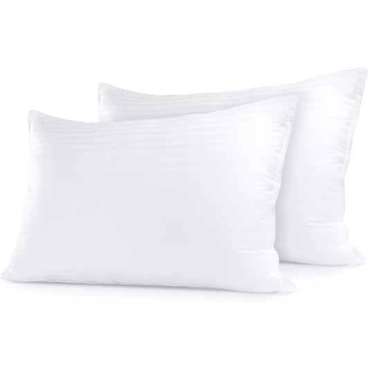 Sleep Restoration Pillows for Bed Queen Size Gel Fibre Filled Cotton Cooling Pillow 2 Pack for Luxury Down-Alternative Comfort