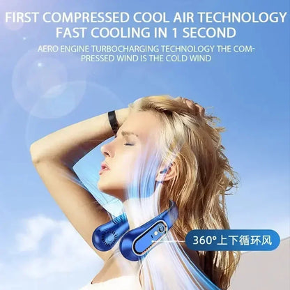 Silent neck hanging fan, strong wind, small fan, portable portable portable air conditioner, mini bladeless lazy fan