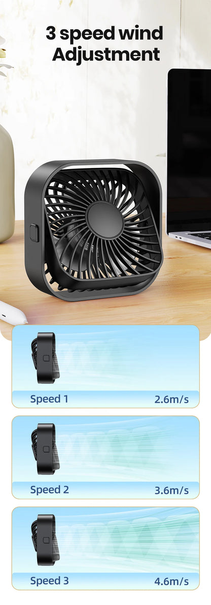 TOPK USB Desk Fan,[2Pack]Strong Airflow&Quiet Operation Mini Personal Fan,3 Speed Wind Small Fan,360°Rotatable Table Cooling Fan