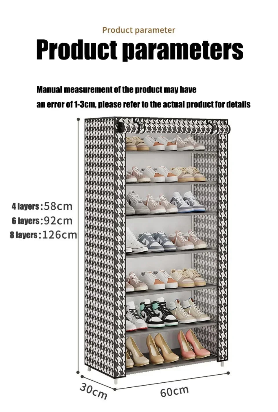 Shoe Cabinet Dustproof Fabric Multifunctional Storage Shoe Rack Moisture-proof Elevated Design Large Capacity Shoe Rack Cabinet