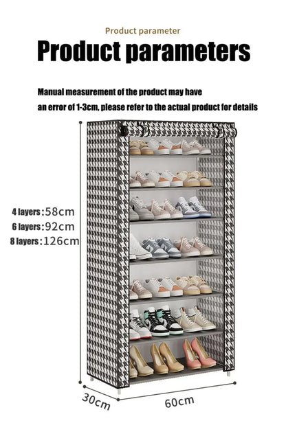 Shoe Cabinet Dustproof Fabric Multifunctional Storage Shoe Rack Moisture-proof Elevated Design Large Capacity Shoe Rack Cabinet