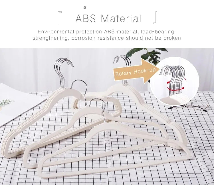 45CM Non-Slip Supple Velvet Hanger Seamless Flocking Hanger Gold Hook Only for Dry Clothes Wardrobe Storage Adult Magic Hanger