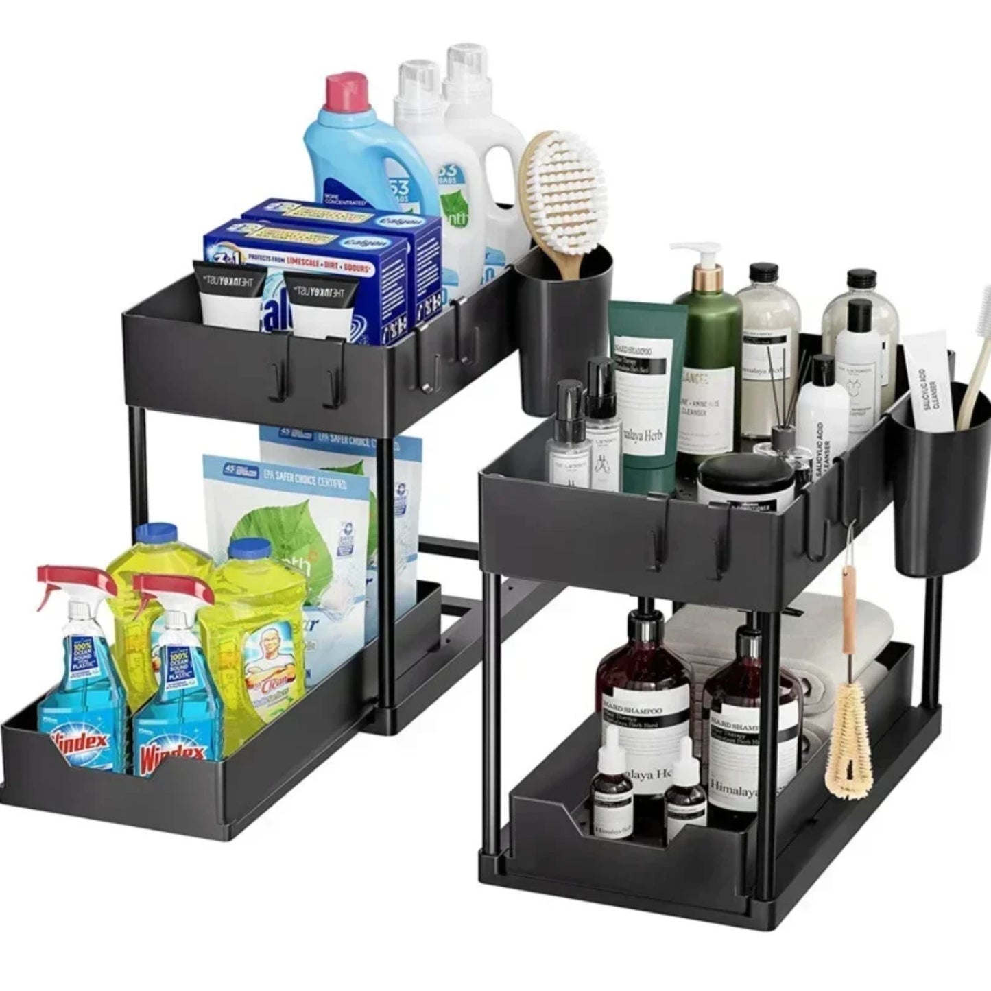 2 Tier Under Sink Kitchen Drawer Organizers Cabinet Organizer Rack Holder Spice Rack - Efficient Kitchen Organizer