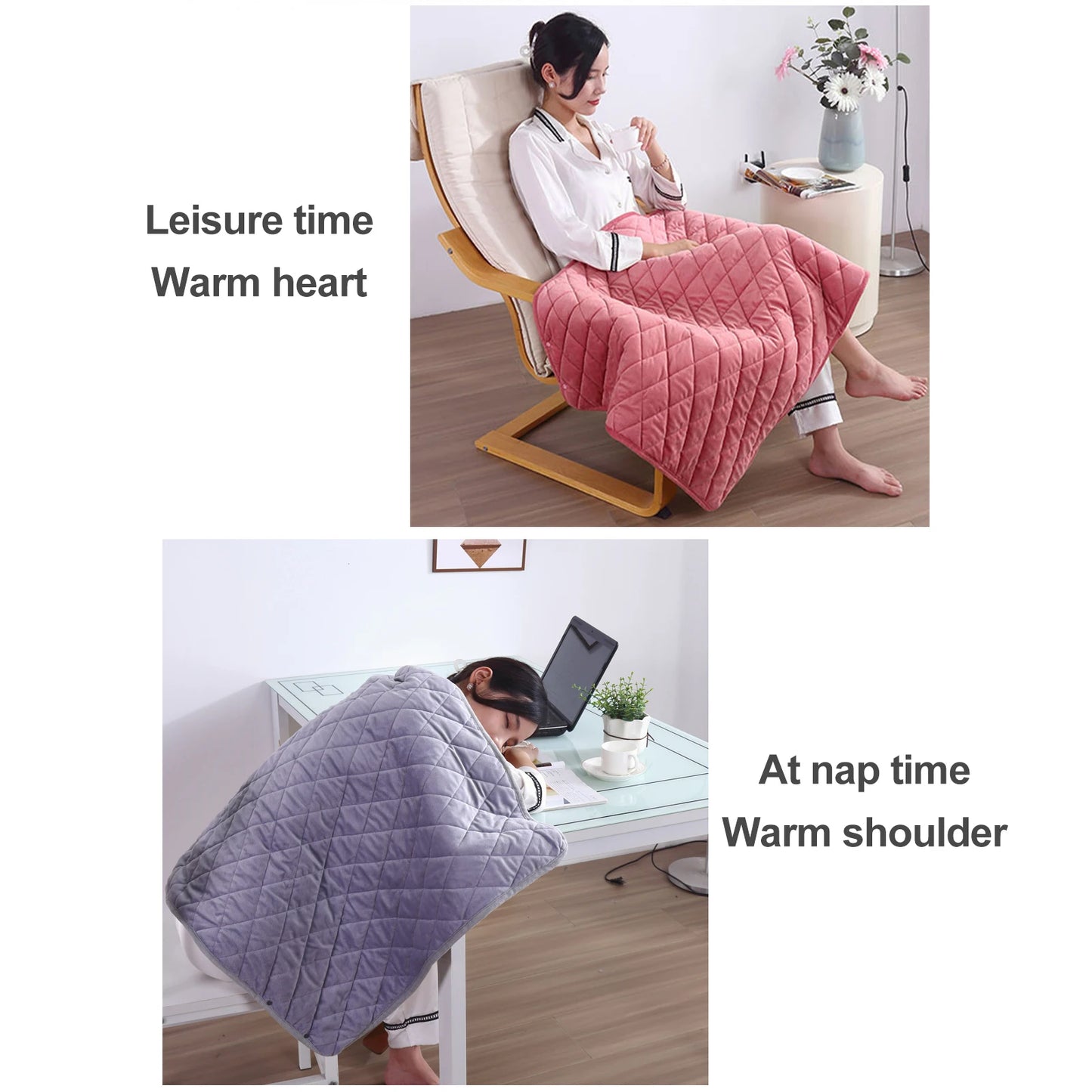 Heated Shawl Wearable USB Electric Blanket Wearable USB Electric Blanket Heating Blanket with Timing Function 3 Gear Adjustment