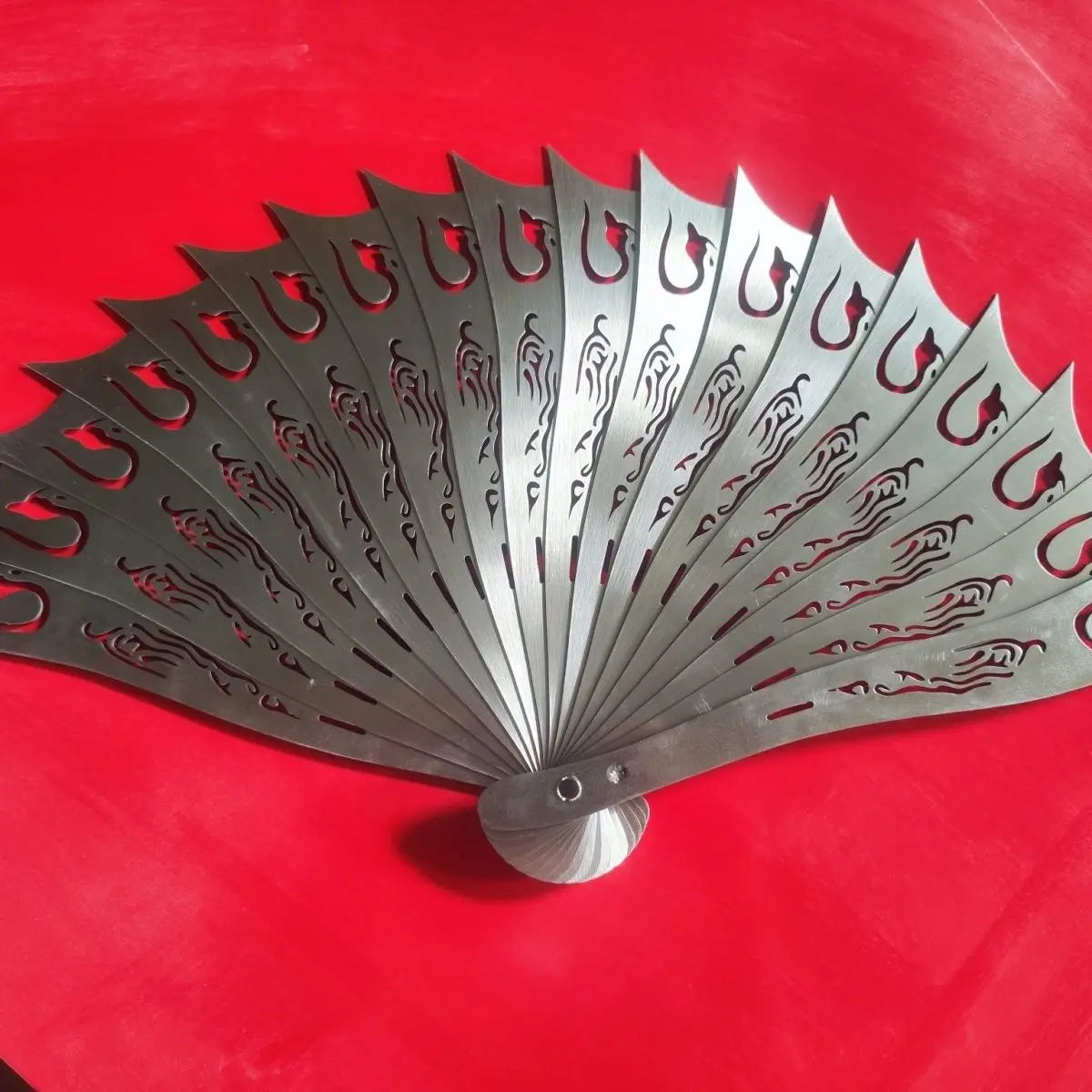 Self-Defense Metal Folding Fan Stainless Steel Fan Ancient Style Hollow Fan Kung Fu Fan Decoration Crafts