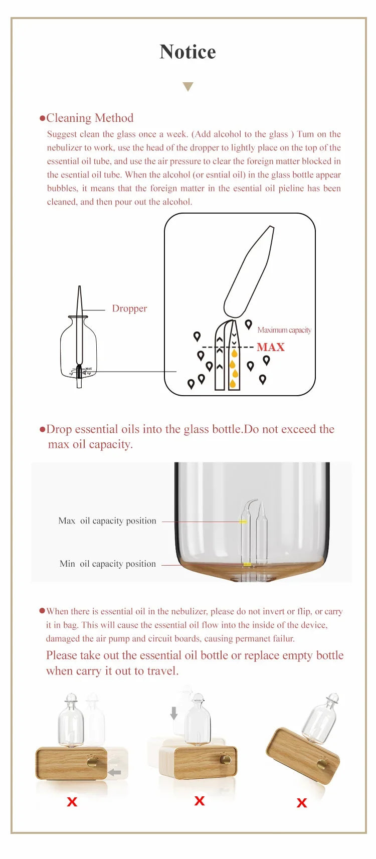 Rechargeable Waterless Essential Oil Diffusers Wood and Glass Aroma Nebulizer Electric Smell for Home Living Room Office Gift