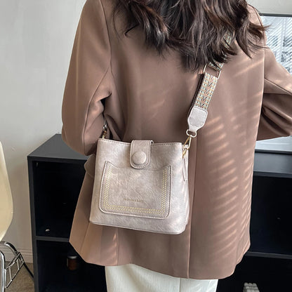 2025 Women's PU Leather Bucket Bags with Inner Pocket Large Capacity Crossbody Bags Luxury Designer Handbag Zipper Shoulder Bags