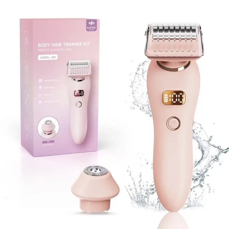 Electric Razors Shaver for Women, 2 in 1 Bikini Trimmer for Women, IPX7 Waterproof Pubic Hair Trimmer Women Wet & Dry Use