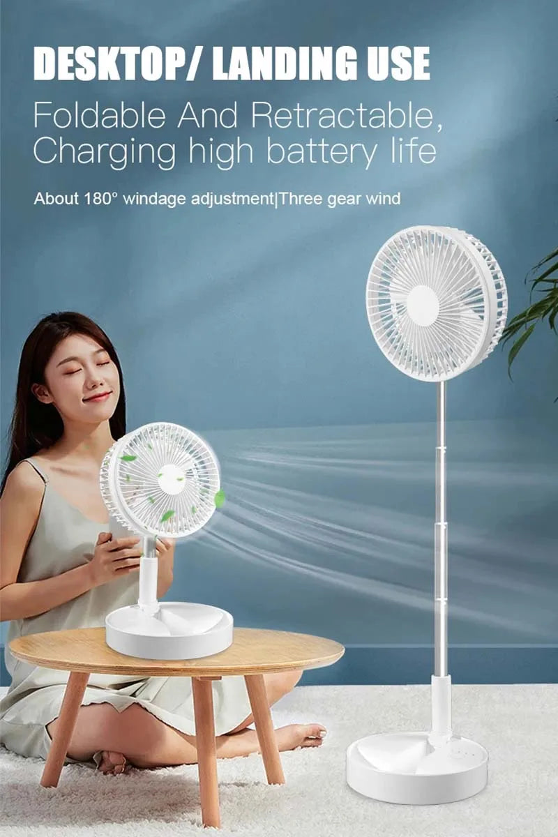 Usb Charging Desktop Home Mini Floor Fan Telescopic Fan Retractable Usb Folding Fan For Home And Office And Outdoor Activity