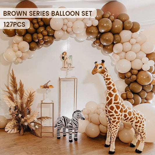 124PCS Coffee Brown Blush Balloons Garland Kit Caramel Coffee Brown Balloons Arch Set 5" 10" 12" 18" Latex Balloons for Birthday