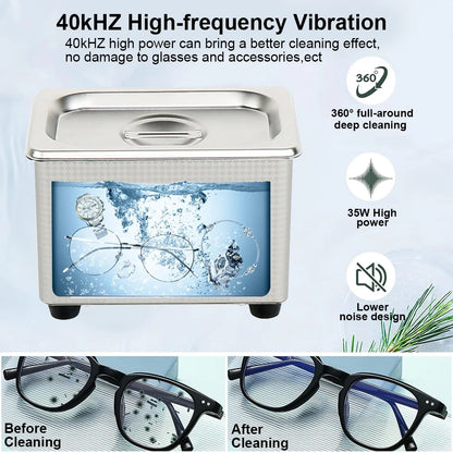 Ultrasonic Cleaner Ultrasound Glasses Jewelry Cleaner 40KHZ High Frequency Ultrasonic Washing Bath for Glasses Jewelry Cleaning