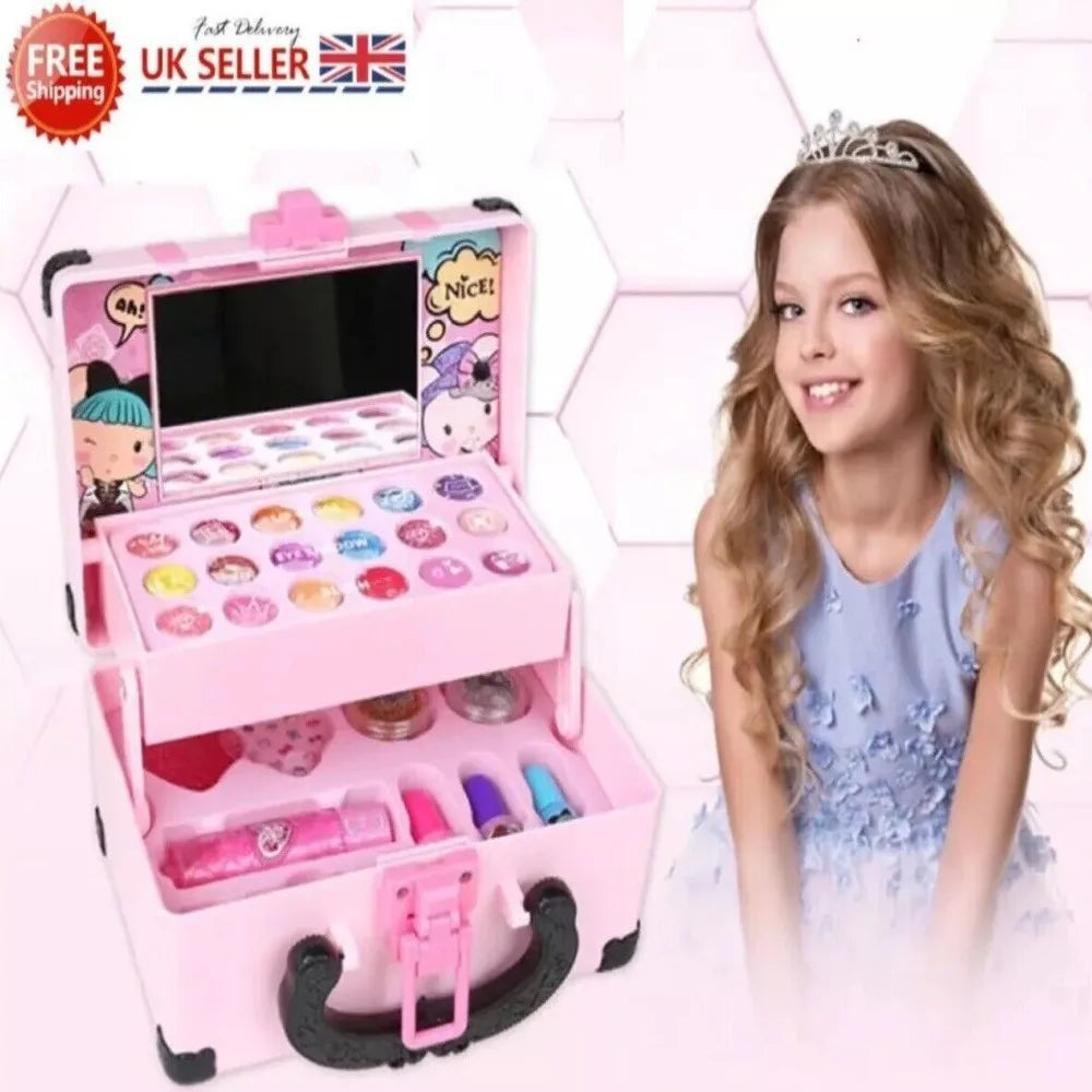 32PCS Kids Makeup Kit Make Up Remover Real Washable Princess Set For Girls UK