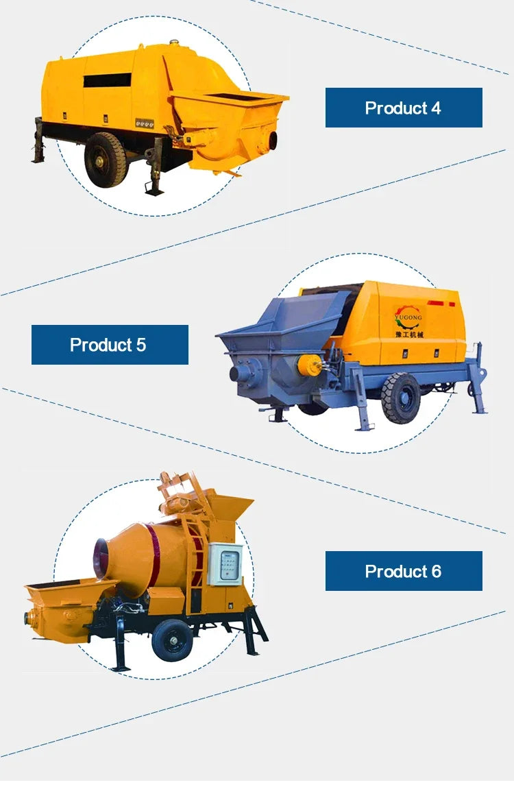 YG Concrete Pump Automatic Construction Machinery Trailer Mobile Concrete Pump Portable Concrete Mixer Mixing Machine with Pump