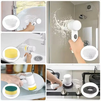 Xiaomi 5 in 1 Powerful Electric Cleaning Brush Spin Scrubber Brush Deep Cleaning with 5 Replaceable Heads For Bathroom Kitchen