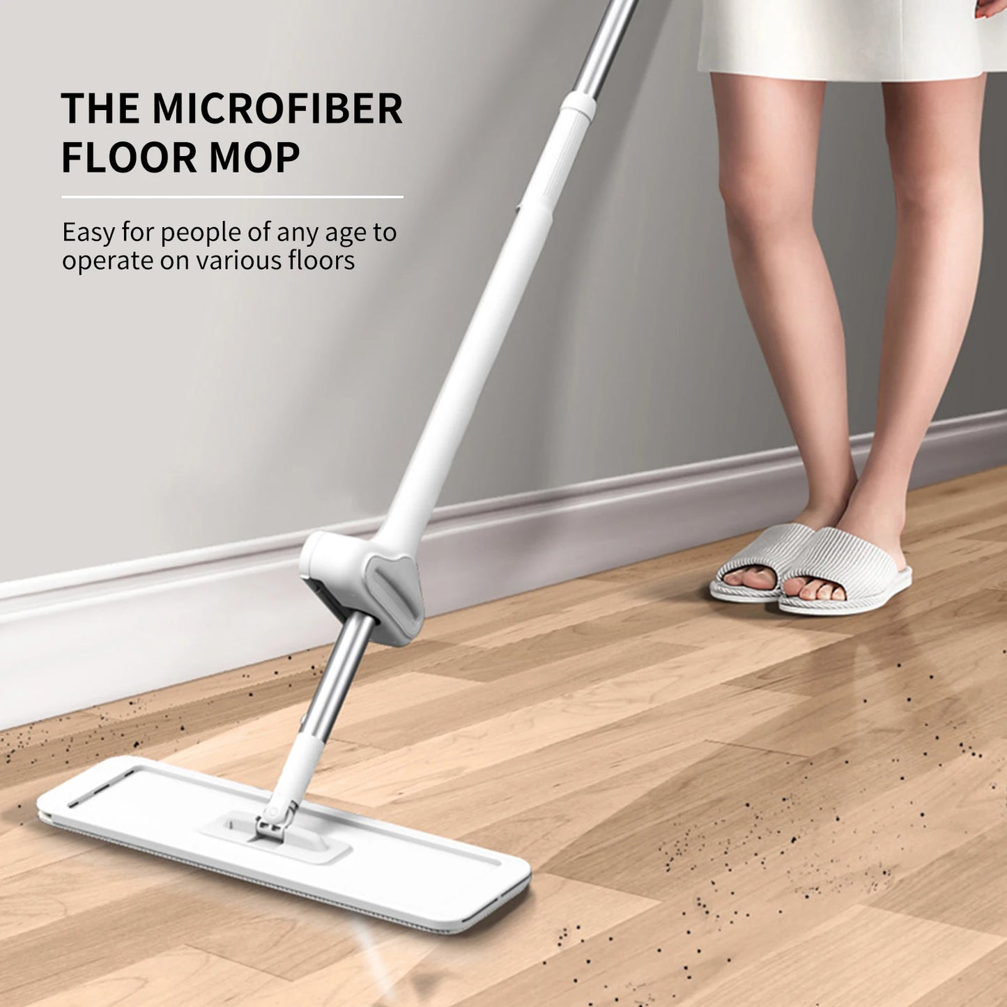 32CM Microfiber Mop Floor Cleaning System Washable Pads Reusable Dust Mops with 4PCS Soft Refill Pads Hardwood Floor Cleaner ﻿