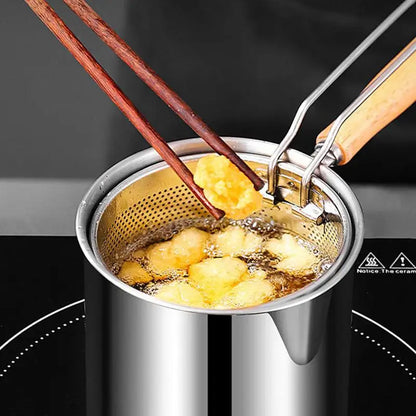 2 in 1Deep Frying Pot Kitchen Fryer With Strainer Stainless Steel Tempura Fryer Pan Fry Pot Chicken Fried Chicken Cooking Tools