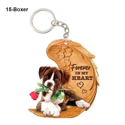 39 Style Cut Dog Forever In My Heart Angel Pendant Bag Keychain Car Key Chain Keyring Pet Jewelry Best Friends Gifts Accessories